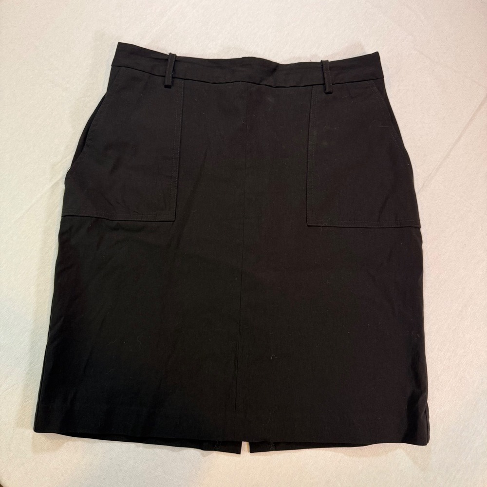 Ann Taylor Midi Pencil Skirt Womens 10 Black Stretch Career Pockets Office